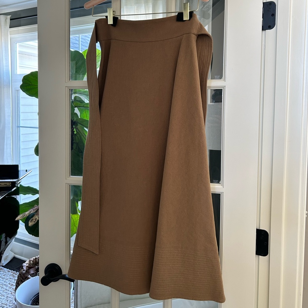 St. Agni Manami Belted Cotton-Linen A-Line Midi Skirt NWT - Picture 2 of 4